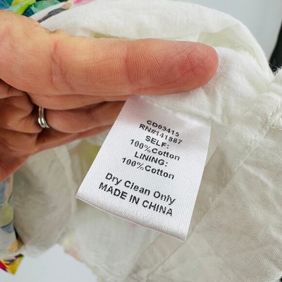 TCEC Vibrant Abstract A-Line Cotton Dress Colorful Tiered Mini Ruffle Size L - Picture 8 of 9